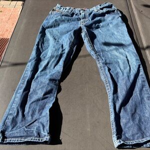 Ariat Men's FR M4 Relaxed Boot Cut Jeans Blue Dark Wash, 36x30